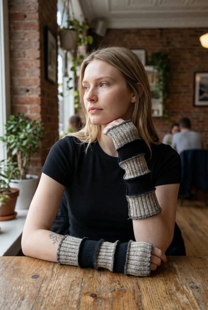 Black and Cream Arm Warmers image 1