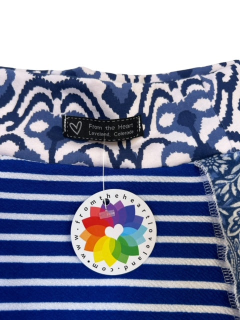 Eco-Friendly X-Large Blue Patchwork Skirt with Unique Design image 5