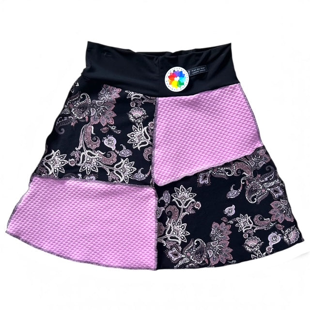 Size small patchwork pink and black paisley skirt with a pocket image 2