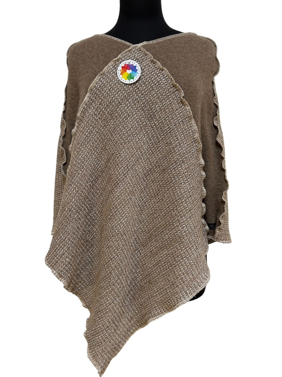 One Size Tan Poncho with Silver Accents image 1