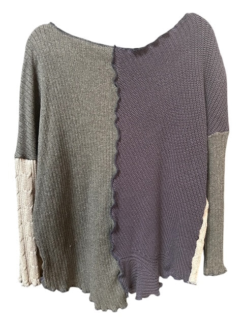 Size Large Dark Blue and Gray Sweater made from Repurposed Sweaters image 1