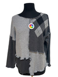 Size Small/Medium Gray Argyle Patchwork Sweater image 0