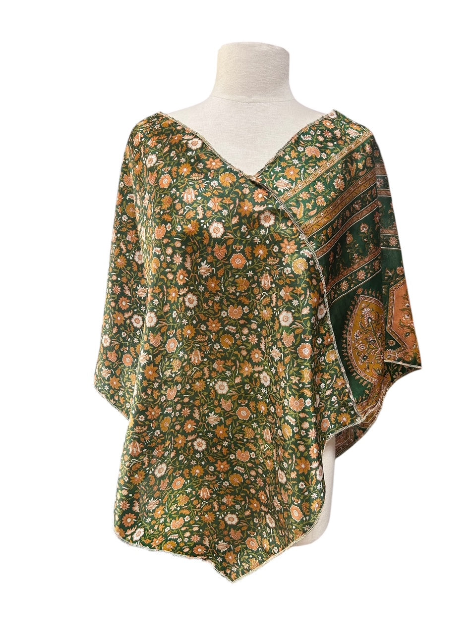 Handmade Upcycled Sari Poncho One Size Fits All image 1