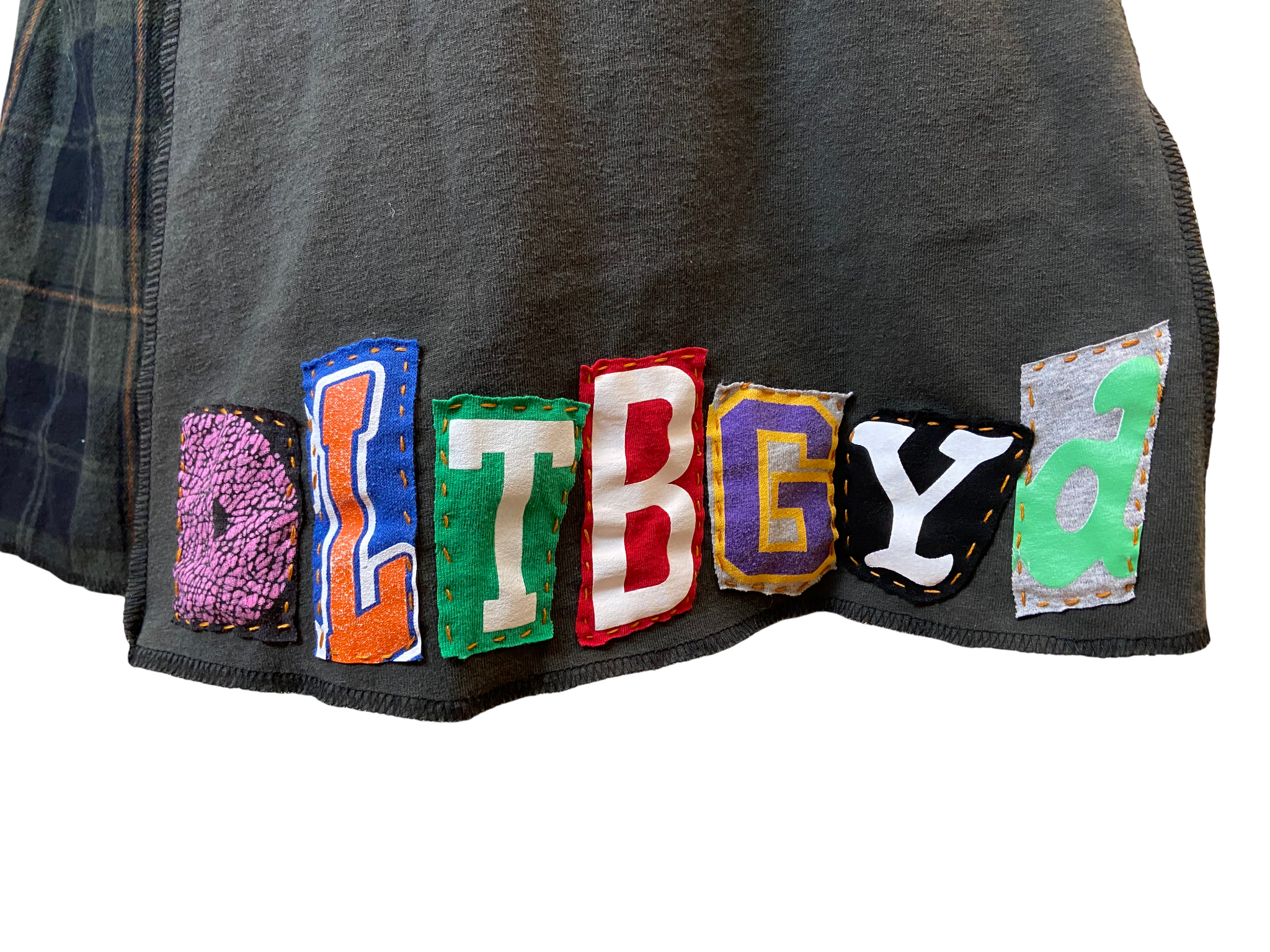 Upcycled Carhartt & Flannel Skirt – “DLTBGYD” – Size Small image 6