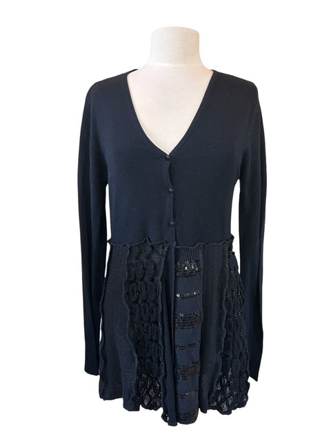 Size Large Black V-Neck Sweater Cardigan image 2