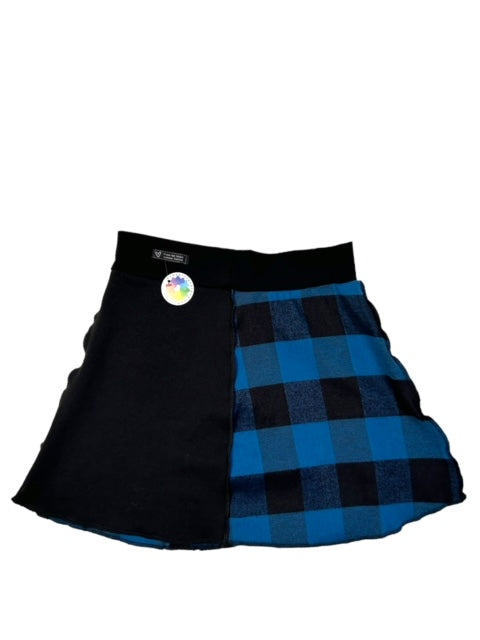 Size Large Upcycled Black and Blue Flannel Skirt image 7