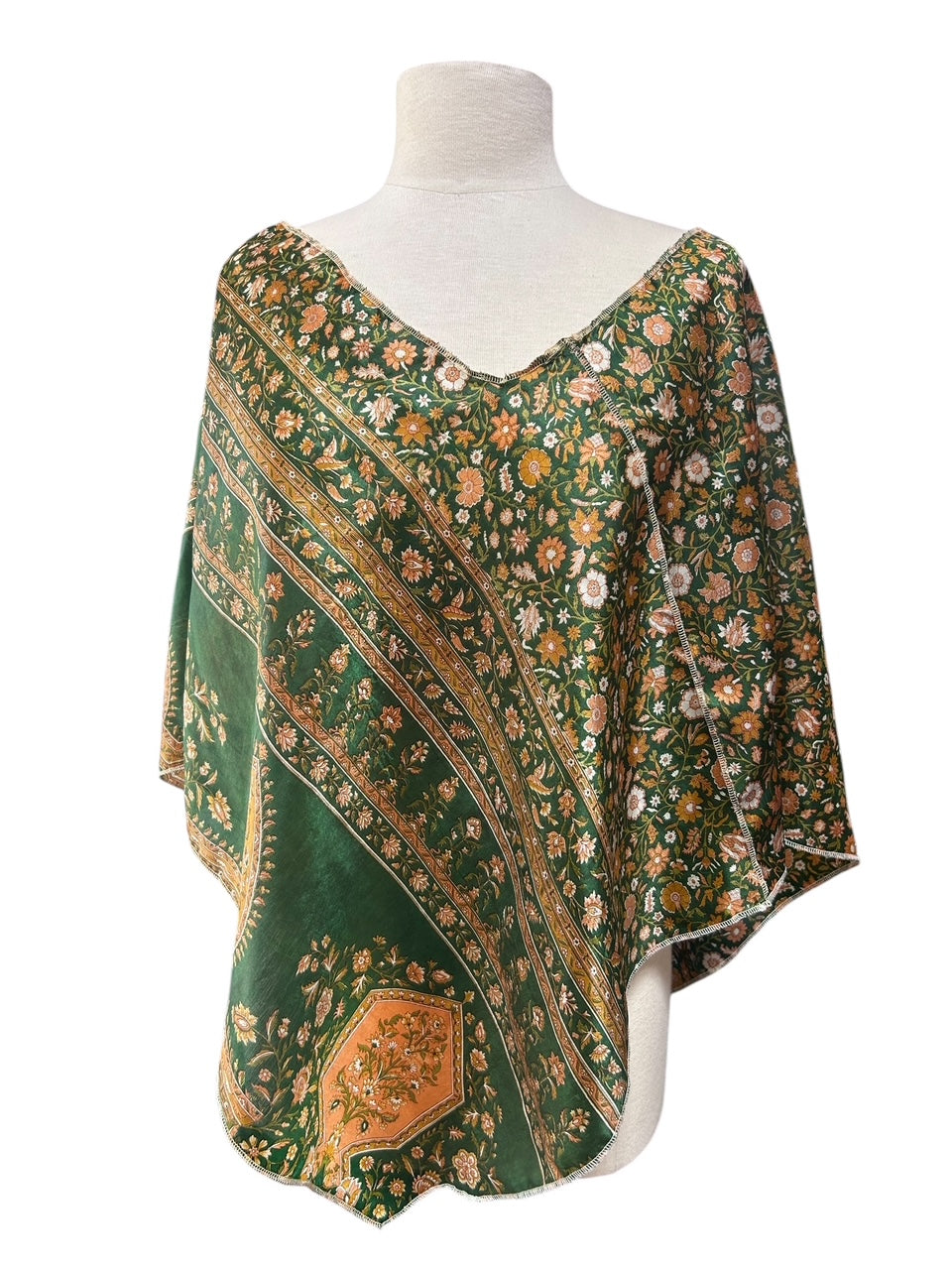 Handmade Upcycled Sari Poncho One Size Fits All image 0