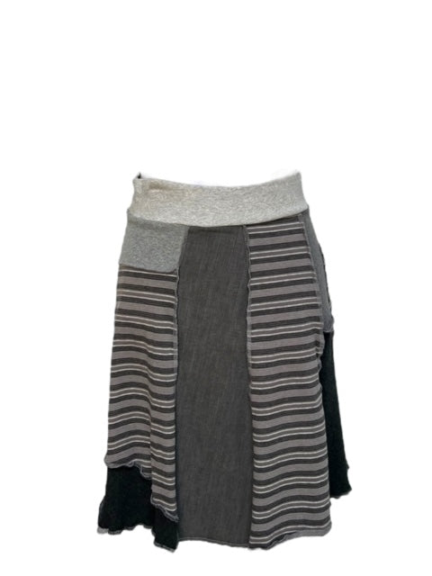 Gray Patchwork Upcycled Skirt - Small Size image 5