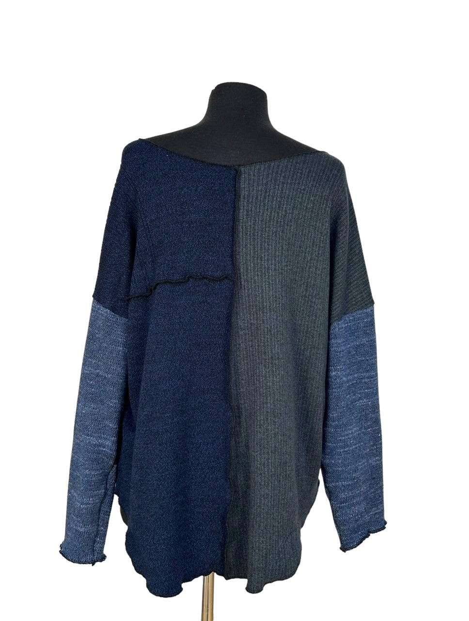 Blue Patchwork Sweater for Plus Size Women image 1