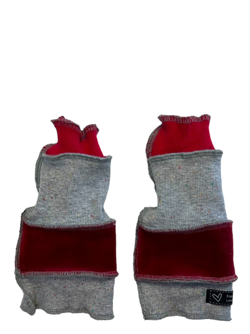 Orange and Gray Fingerless Gloves image 2