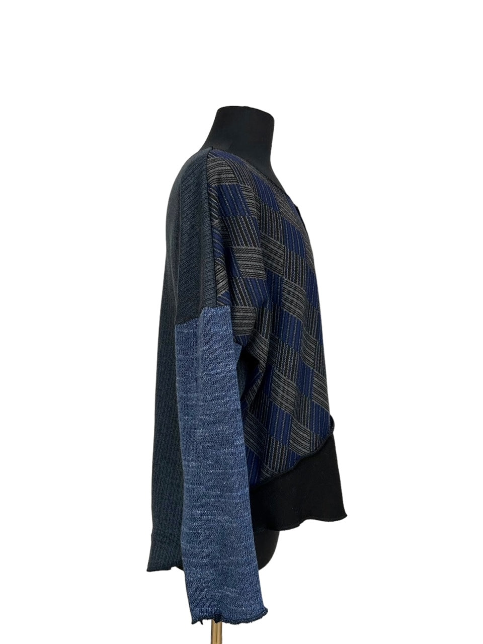 Blue Patchwork Sweater for Plus Size Women image 2