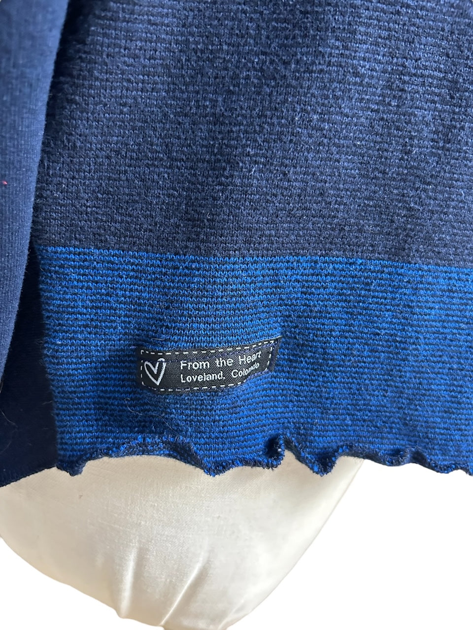 Women's Size Medium Upcycled Blue Patchwork Sweater image 4