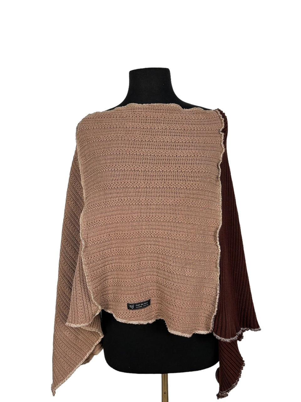 Eco-Friendly Brown Upcycled Poncho for Women image 6