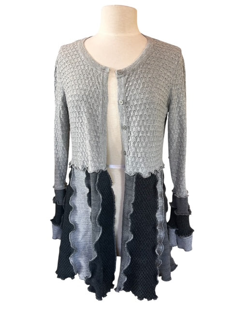 Women's Size Large Gray Patchwork Cardigan image 5