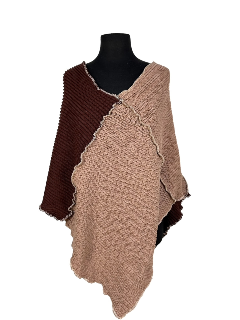 Eco-Friendly Brown Upcycled Poncho for Women image 5