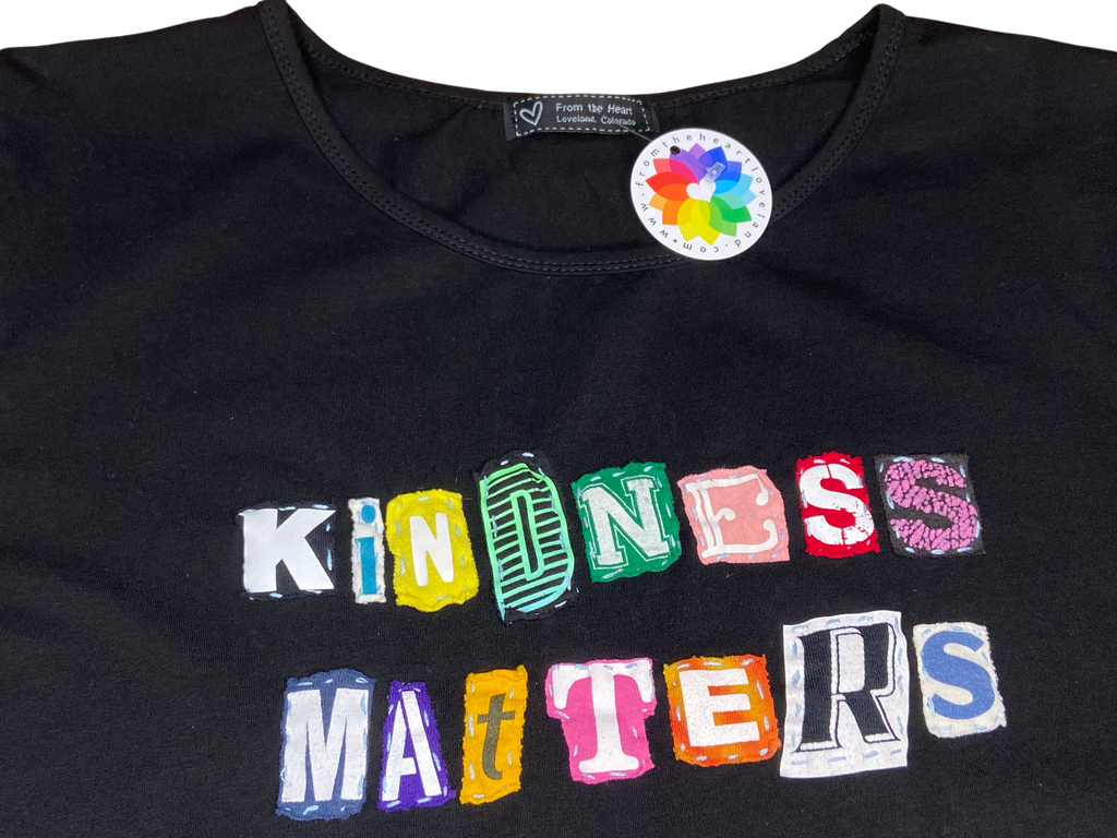 Upcycled Black T-Shirt – “Kindness Matters” – Size 2XL image 3
