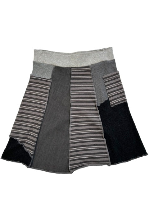 Gray Patchwork Upcycled Skirt - Small Size image 0