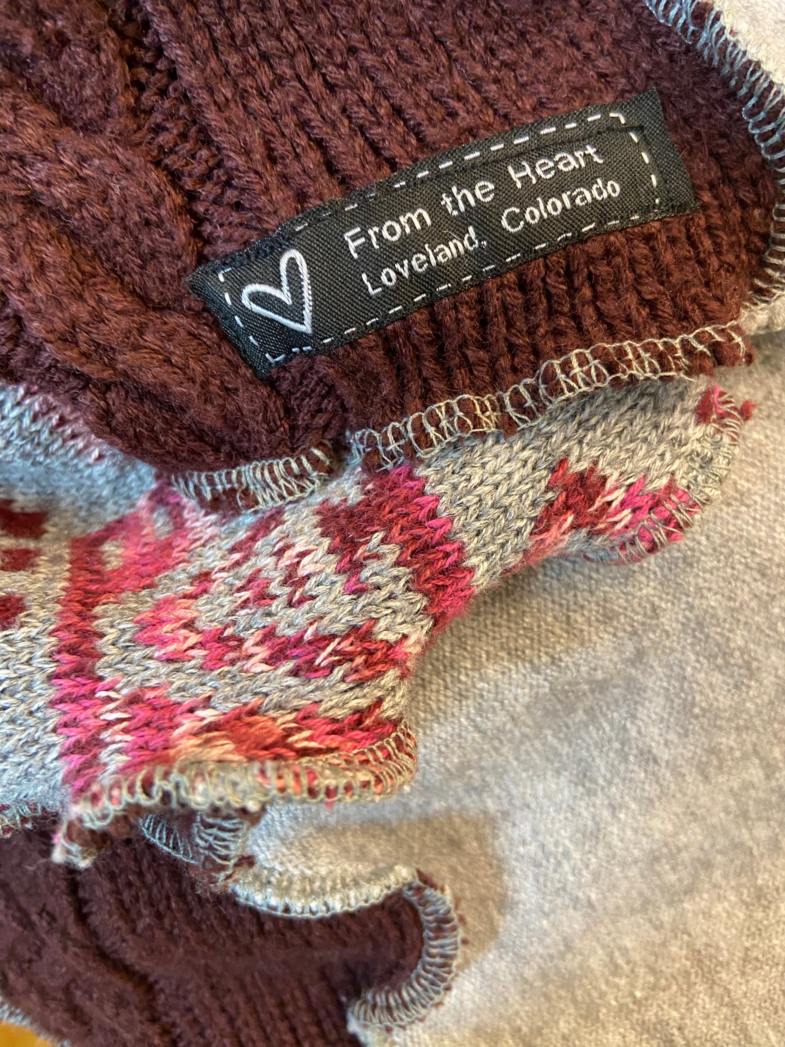 One Size Maroon Grey Poncho image 4