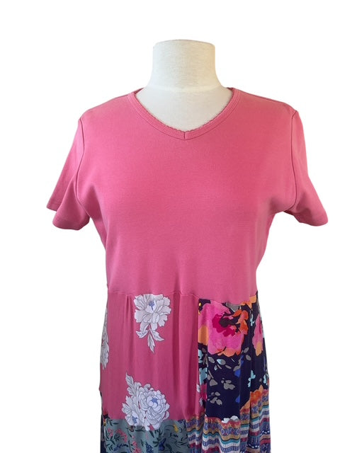 Size Large Patchwork V-Neck Dress image 3