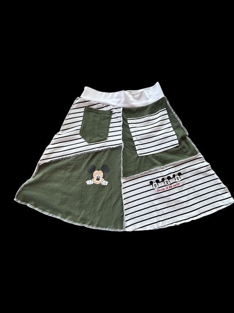 Size Small Upcycled Mickey Mouse T-shirt Skirt with Pockets image 0