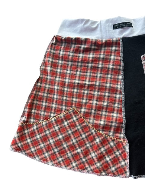 Upcycled Plaid Snoopy T-Shirt Skirt with a Pocket image 9