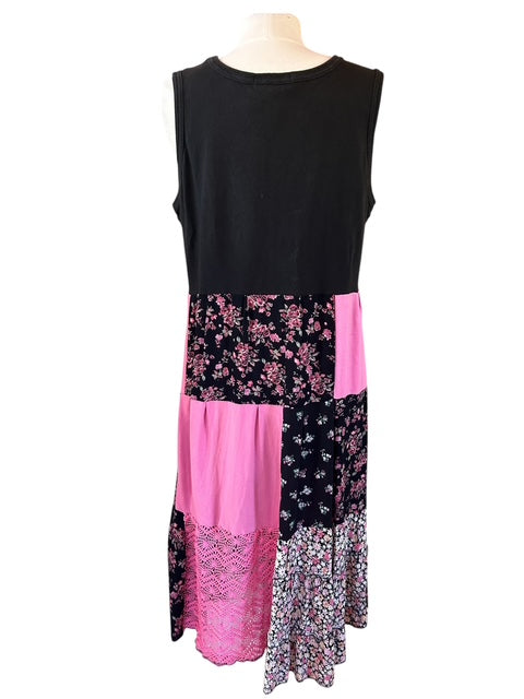 XL Pink and Black Patchwork Tank Dress image 3