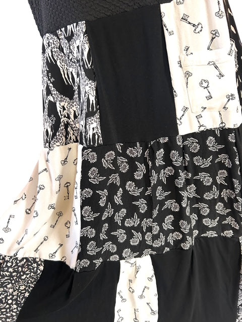 Size Large Black and White Patchwork Dress