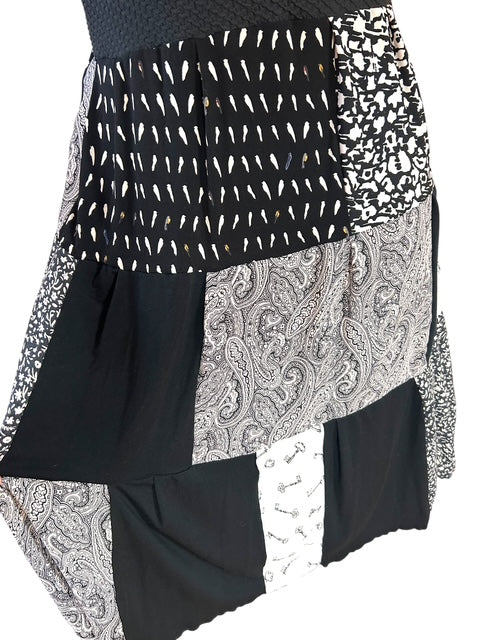 Size Large Black and White Patchwork Dress