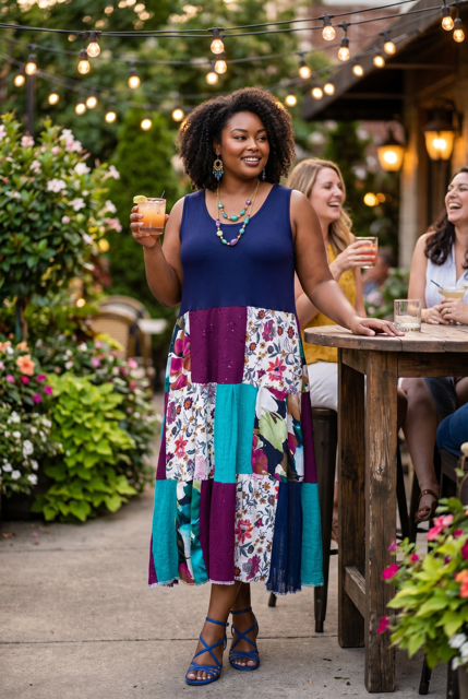 Blue and Purple Patchwork Sundress