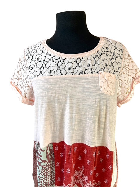 Size Large Peach Patchwork Dress
