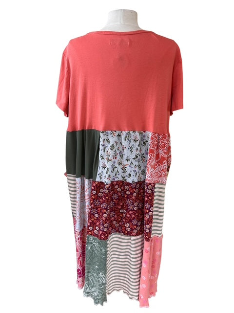 Patchwork Dress with mixed pieces of florals, solids and stripes