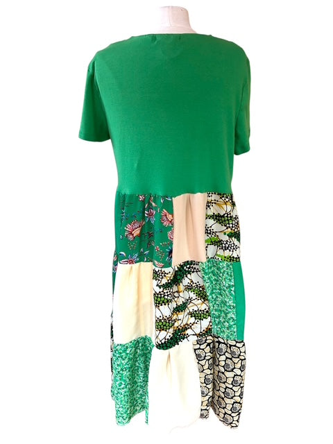 Size Large Green Patchwork Dress