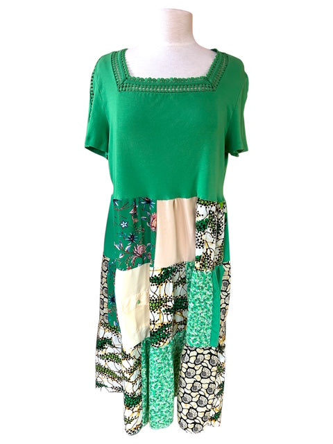 Size Large Green Patchwork Dress