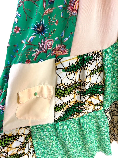 Size Large Green Patchwork Dress