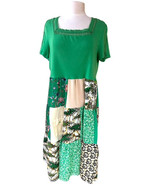 Size X-Large Green Patchwork Dress