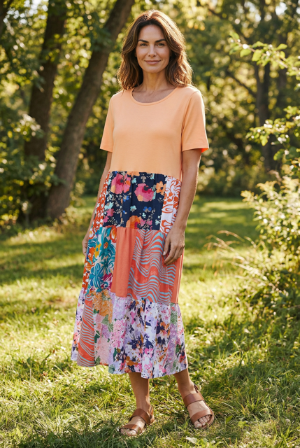 Size Large Patchwork T-Shirt Dress image 1