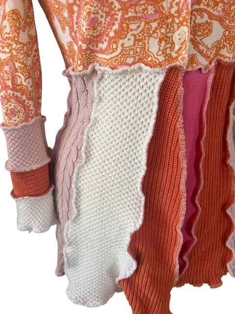 Size Medium Pink and Peach Patchwork Cardigan image 5