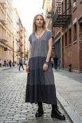 X-Large V-Neck Gray Patchwork Dress image 0