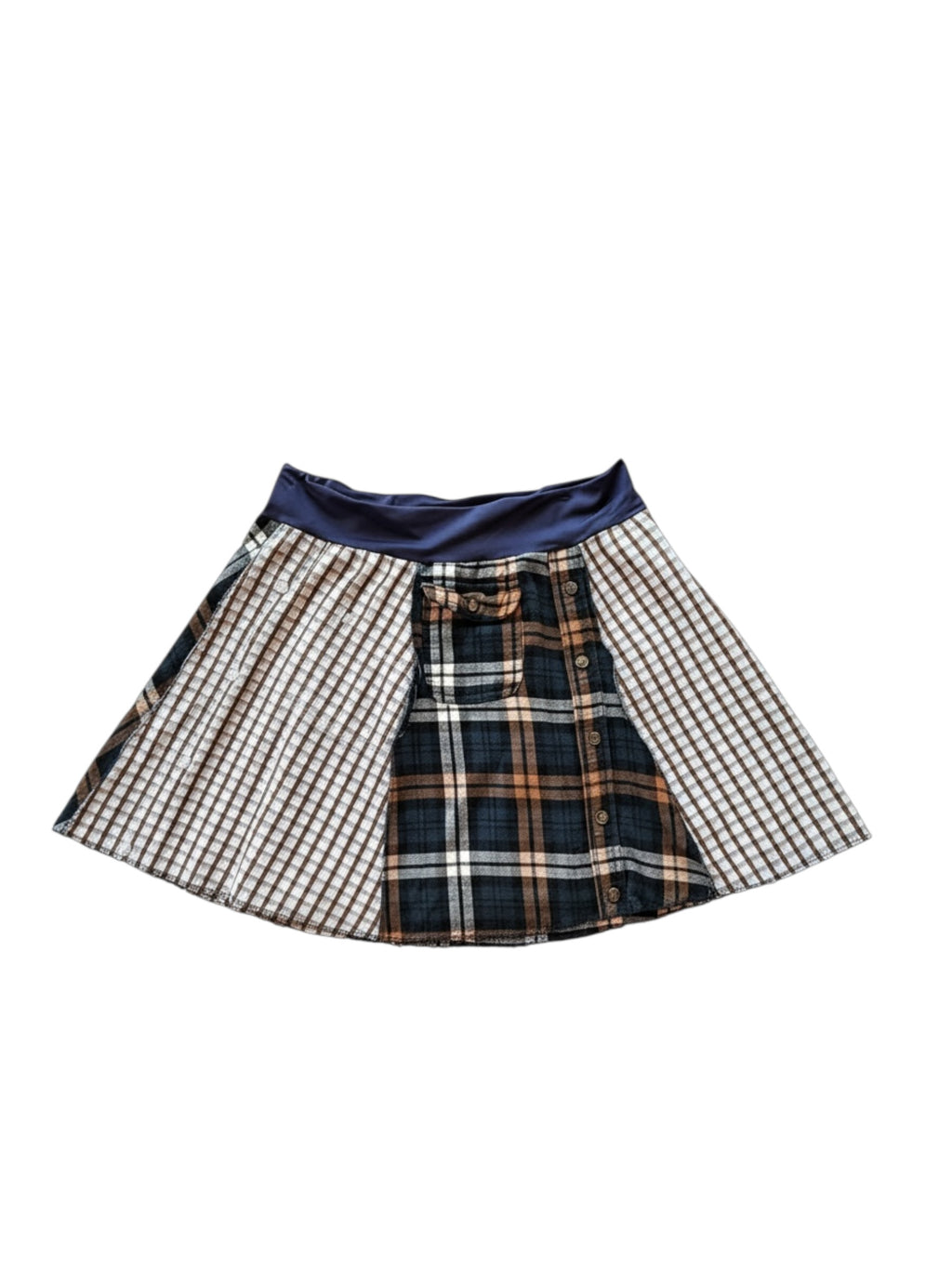 Size Large Blue Plaid Skirt with Pockets image 3