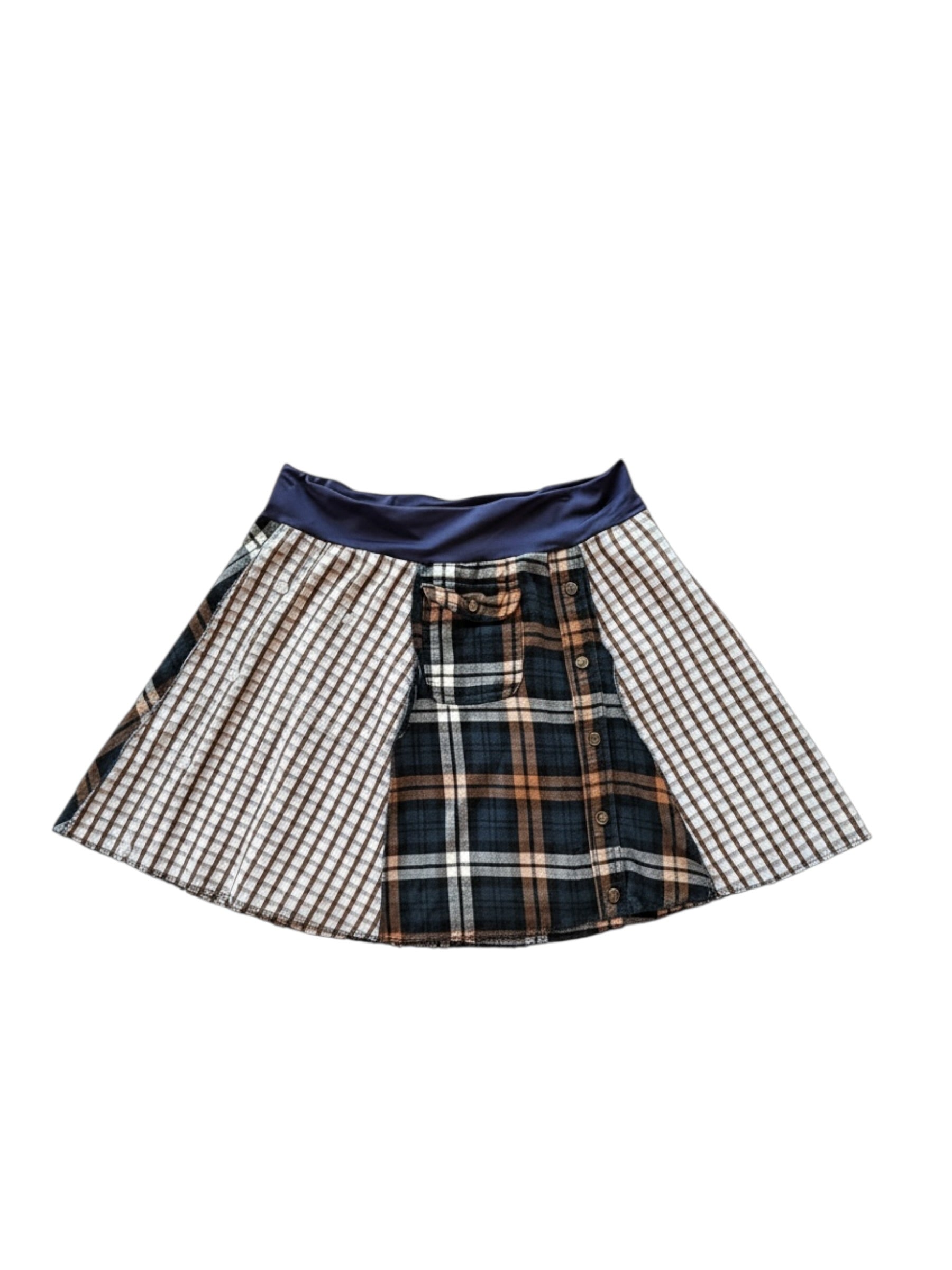 Size Large Blue Plaid Skirt with Pockets image 3