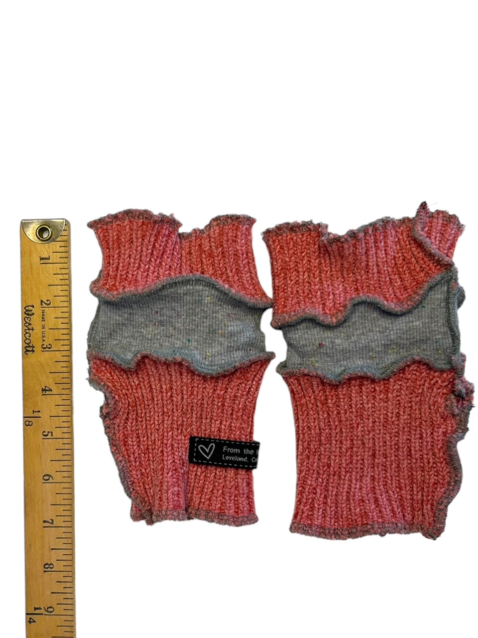 Pink and Gray Arm Warmers/Fingerless Gloves image 1