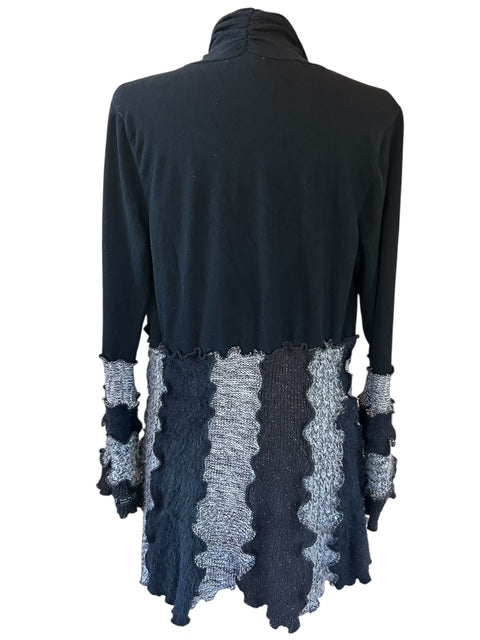 Size Large Black and Gray Patchwork Cardigan image 3