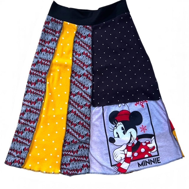 Size Small Mickey & Minnie Mouse Disney Upcycled T-Shirt Skirt with a Pocket image 2