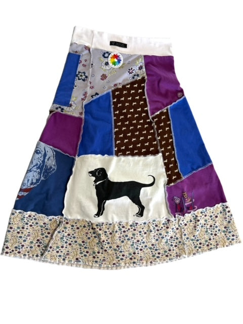 Small Upcycled Patchwork Skirt - Puppy Theme image 8