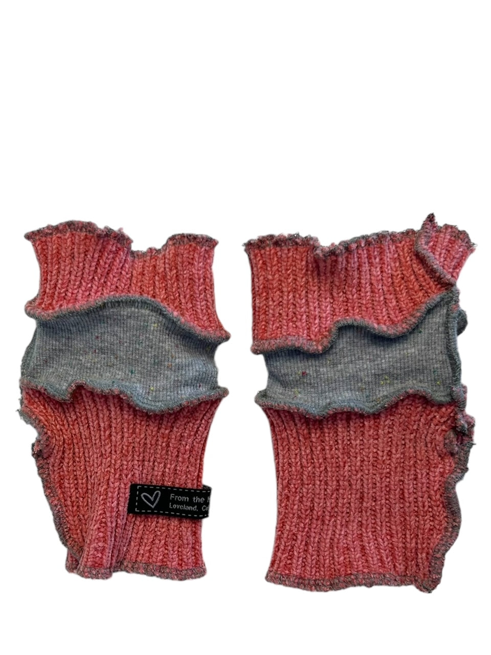 Pink and Gray Arm Warmers/Fingerless Gloves image 2
