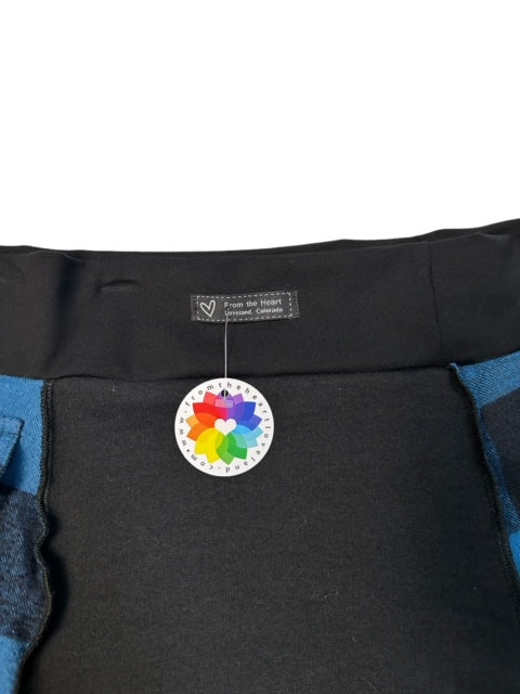 Size Large Upcycled Black and Blue Flannel Skirt image 4