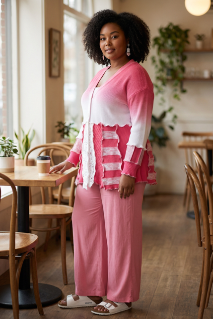 Size Medium Pink Patchwork Sweater image 2