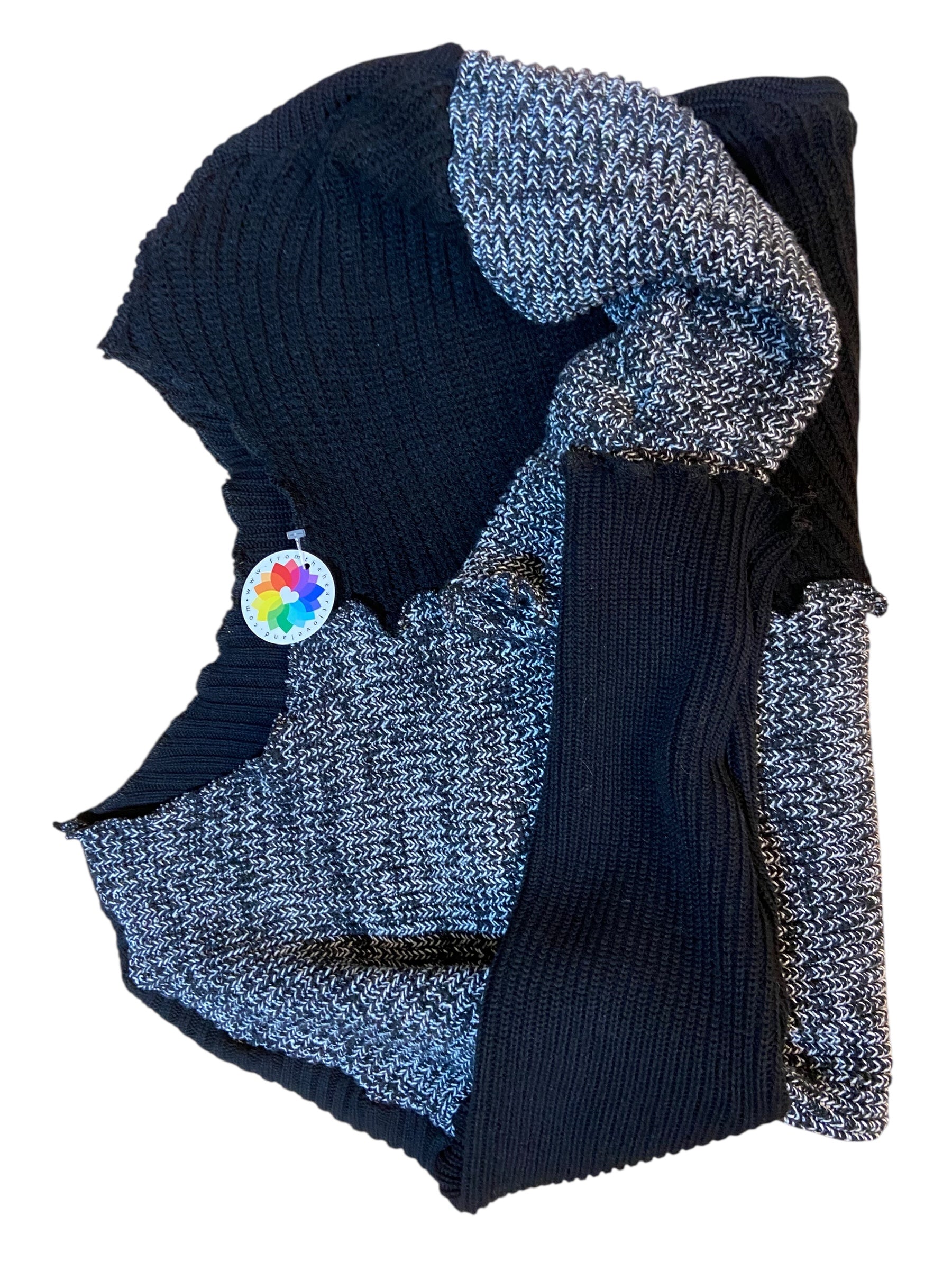 Size XL Upcycled Black and White Upcycled Patchwork Sweater image 5