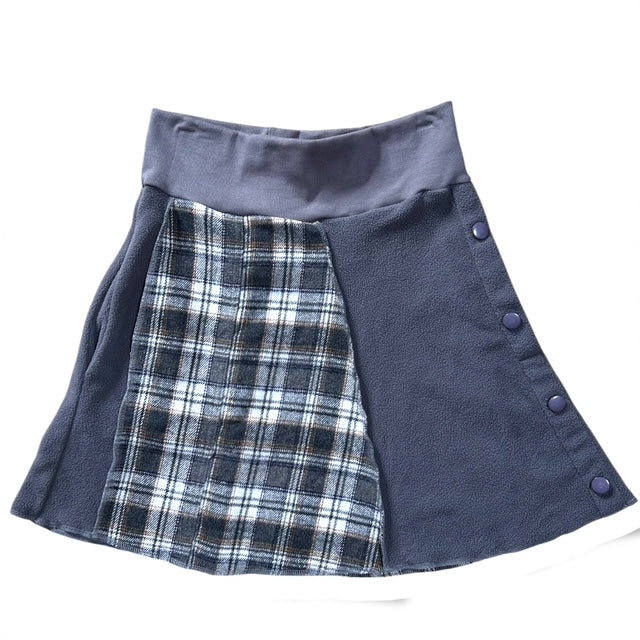 Size Small Upcycled Fleece & Flannel Gray Skirt with a Pocket image 0