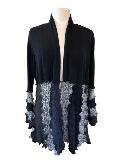 Size Large Black and Gray Patchwork Cardigan image 5
